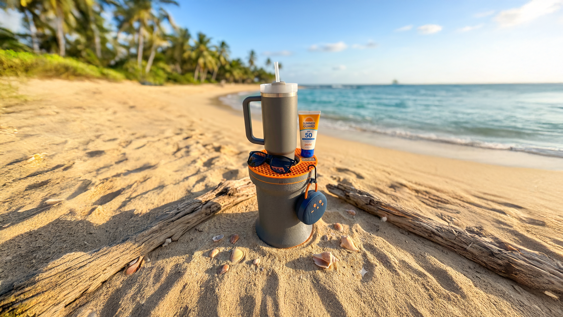 podd. in a beach setting